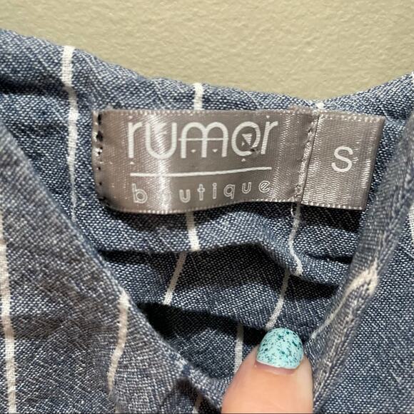 LF Rumor Boutique Striped Crop Top Blue and White Size Small - Picture 3 of 5